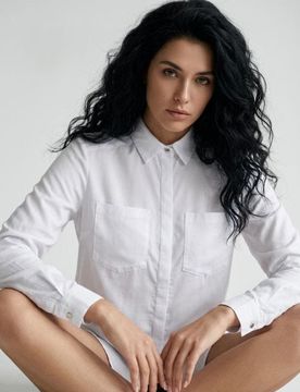 Camicia in viscosa con tasche - bianco