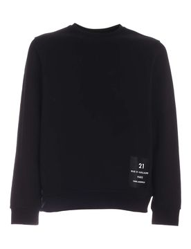 Felpa nera con etichetta logo