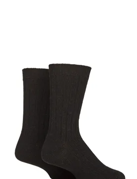 Mens 2 Pair Wool Mix Boot Socks Black 7-11 Mens - Black - Size: 7-11 Mens - SockShop - FashionsVida