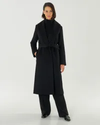 Cappotto nero Studio in drap di pura lana con scollo a scialle