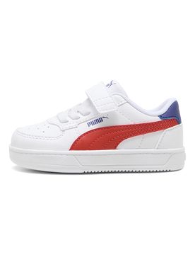 Sneakers Bianche con Logo Laterale Rosse e Velcro Caven 2.0 AC+ Inf 27