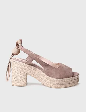 Alpargatas de tacón de mujer de ante con cintas - Toni Pons - FashionsVida