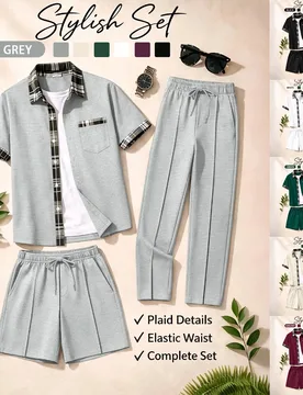 Summer men's new multi-color set, with a modern style that is breathable and refreshing in the summer, a casual three-piece set - Aliexpress - FashionsVida