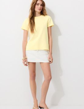 Basic-T-Shirt Regular-Fit weicher Griff Pastellgelb L