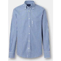 Camisa de hombre de algodón con rayas bengala con cuello abotonado fit club