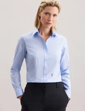Hemdbluse mit Abnähern slim fit Blau 40 - Seidensticker - FashionsVida