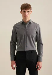 Slim Business Hemd Uni Schwarz 44