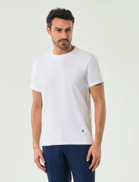 T-shirt bianca mezza manica in cotone stretch - MANUEL RITZ - FashionsVida