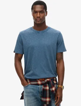 Superdry Herren Kurzärmeliges T-shirt aus Flammgarn mit Rundhalsausschnitt Blau - Größe: M - 34.99 - FashionsVida