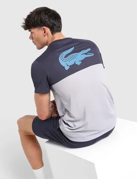 Mens Maglietta Croc Colour Block Tape - Grigio, grigio grigio Uomo taglia M - Lacoste - FashionsVida