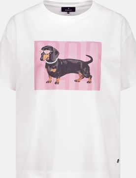 T-Shirt mit Dackelprint Weiß 40