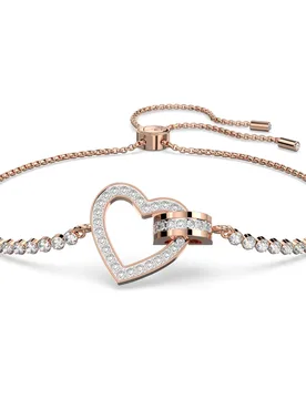 Braccialetto Lovely, Cuore, Bianco, Finitura oro rosa 18K OS - Swarovski - FashionsVida