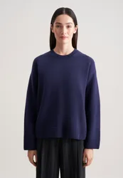 Boxy-Pullover aus Wolle und Kaschmir Blau S