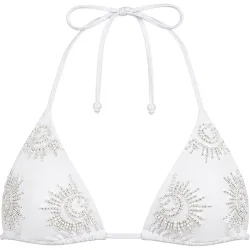 Top de bikini de triángulo con pedrería