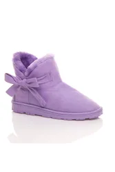 Women's Faux Fur Lined Ankle Boots Slippers in Lilac Size: 8 - Lilac - Size: 8