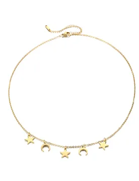 Romantic Small Tiny Statement Crescent Moon Star Pendant Femme Gold Color Stainless Steel Choker Necklace for Woman Jewelry Gift - Aliexpress - FashionsVida