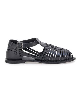 Sandali Fisherman Neri Con Suola Flat 5022 36