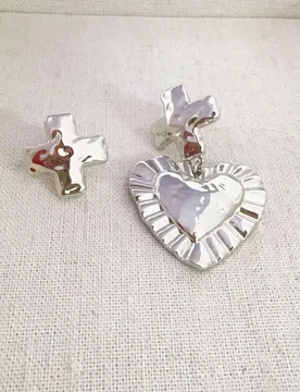 Cross love stud earrings asymmetrical vintage silver color summer chic ear accessory - Aliexpress - FashionsVida