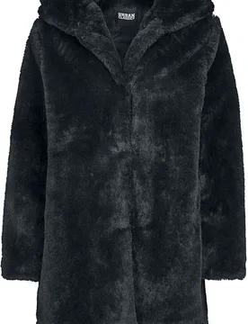 Übergangsjacke - Ladies Hooded Teddy Coat - S bis 4XL - für Damen - Größe 3XL - schwarz - Frauen - female - Urban classics - FashionsVida