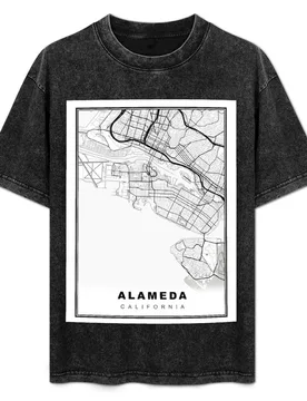 Alameda Map T-Shirt man t shirt luxury t shirt for man t shirts cotton 100% essential shirt T-Shirt - Aliexpress - FashionsVida