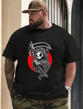 Men's Grim Reaper Skull T-Shirt Gothic Streetwear Casual Cotton Tops - Aliexpress - FashionsVida