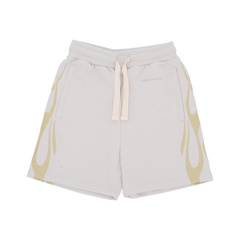Pantalone Corto Tuta Uomo Flames Shorts Lunar Rock/off White
