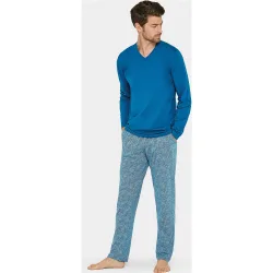 Pijama largo de hombre de punto en color