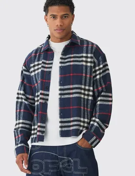 Herren Oversized Fit Boxy Kariertes Hemd Black Größe Small - boohooMAN - FashionsVida
