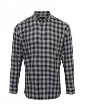 Mens Mulligan Check Long Sleeve Shirt (Steel/black) - Blue/dark Grey Cotton - Size Small - Premier - FashionsVida
