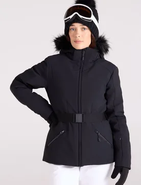 Women's 'Swiss' Snowproof Breathable Warm Padded Hooded Winter Ski Jacket in Black Size: 8 - Black - Size: 8 - Mountain Warehouse - FashionsVida