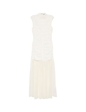 High Neck Sleeveless Dress with Gathered Details