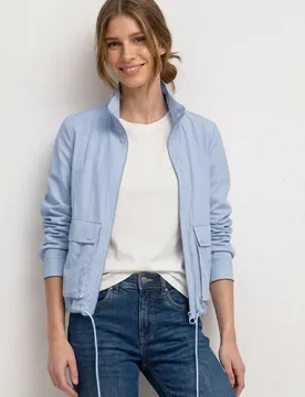 Jacke mit Stehkragen und Zipper female Blau