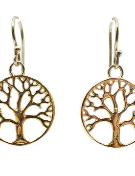 Fair Trade Gold Coloured Tree of Life Earrings - Natural Collection Select - FashionsVida