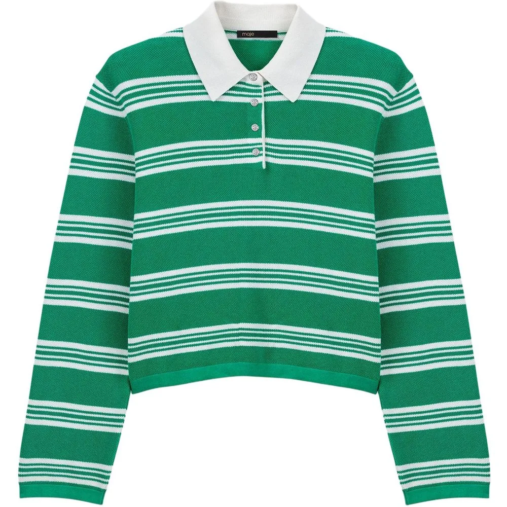 Maje - Polo de mujer corto a rayas - Maje - FashionsVida