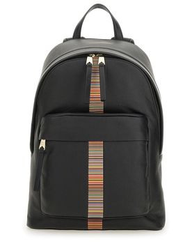 Leather 'Signature Stripe' Trim Backpack