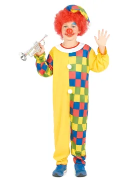 Witziges Clown-Kinderkostüm kariert gelb-bunt - KARNEVAL-MEGASTORE - FashionsVida