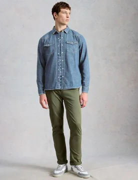 Regular Fit Denim Shirt Blue Denim male - White stuff - FashionsVida