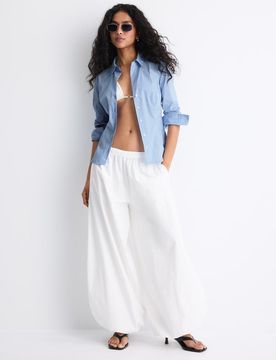 Basic-Figurhemd mit Streifen Himmelblau XL