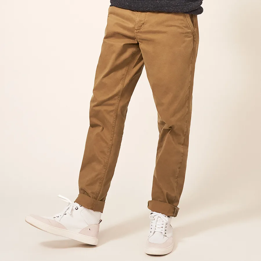 Organic Sutton Chino Trousers - Mid Brown - White stuff - FashionsVida