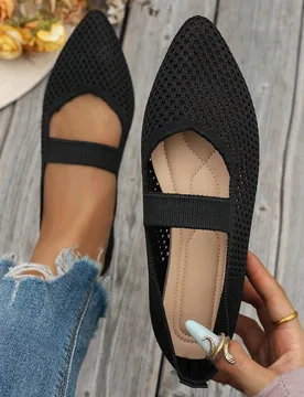 Zapatos de ballet para mujer primavera/verano con malla fina estilo Mary Jane, suela blanda y cómodos, adecuados para pantalones y faldas, uso diario - Shein - FashionsVida