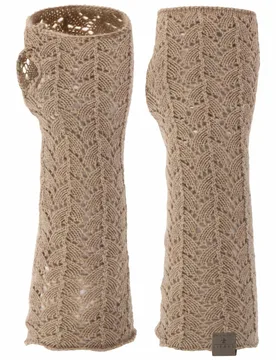 Savela Knit Wrist Warmers by - beige - Unisex - Size: One Size - Lierys - FashionsVida