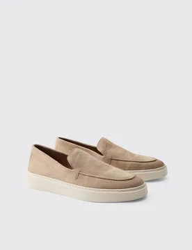 Men's Leather Loafer Ecru Size 8 Ecru 8 - boohooMAN - FashionsVida