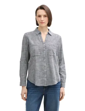 Blusa A Maniche Lunghe With Slub Structure 103527 Midnight Navy Blue 46