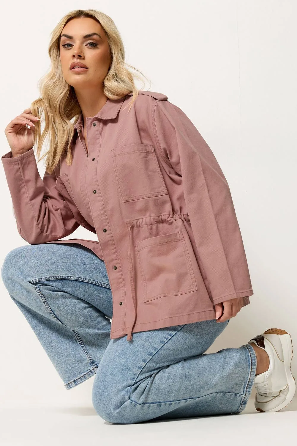Utility Carpenter Jacket - Pink - Size: 26-28 - Yours - FashionsVida