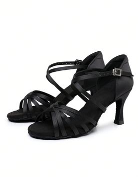 Zapatos de baile de satén marrón para mujer con tacón de 5cm y tacón alto de 7 pulgadas, suela blanda, ligeros, para baile latino, salón, rumba,