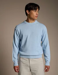 Pure Cotton Textured Crew Neck Jumper Light Blue male
