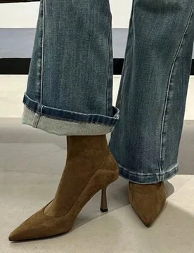 Botines de tacón alto de punta afilada, nuevos para otoño/invierno 2025 de estilo europeo y americano. Botines de tobillo ajustados con parches, bot - Shein - FashionsVida