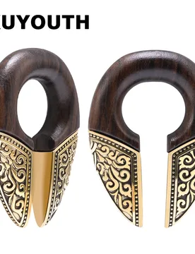 KUYOUTH 2PCS Trendy Wood Flower Pattern Ear Weight Expanders Fashion Body Jewelry Earring Piercing Stretchers Gauges - Aliexpress - FashionsVida