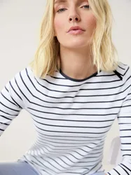 Ringelshirt la Ville, , Farbe Weiß, 42, garngefärbter Ringel langlebig Damen