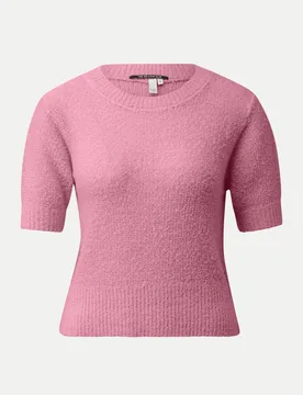 Kurzarm-Pullover in Bouclé-Optik Rosa M - Q/S designed by - FashionsVida